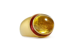The Yellow Tourmaline Cabochon Ring
