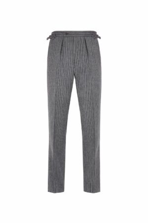 Grey Wool Cashmere Stripe Morning Trouser