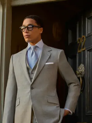 Grey Wool Three-Piece Single-Breasted Suit