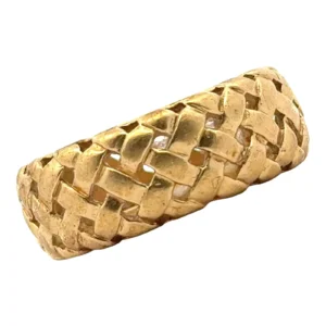 1995 Tiffany & Co. Basket Weave 18 Karat Yellow Gold Band Ring Size 8