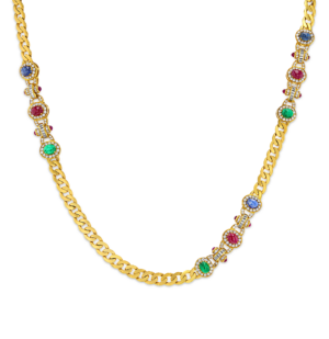 Emerald, Ruby, Sapphire And Diamond Necklace
