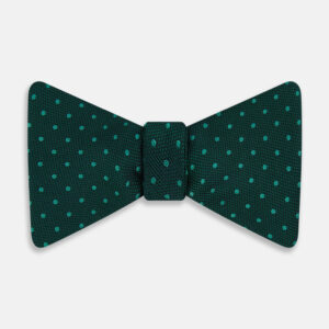 DARK GREEN AND NAVY MICRO DOT SILK BOW TIE