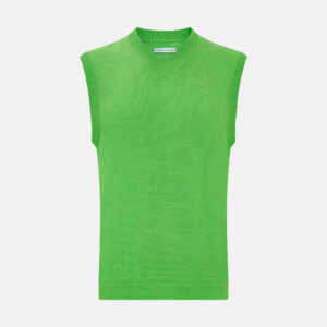 LIME GREEN FINE MERINO V-NECK VEST